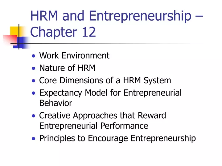 hrm and entrepreneurship chapter 12