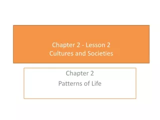 Chapter 2 - Lesson 2  Cultures and Societies