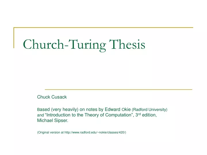 church turing thesis