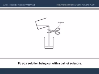 Polyox solution being cut with a pair of scissors.
