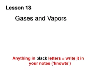 Lesson 13 	Gases and Vapors