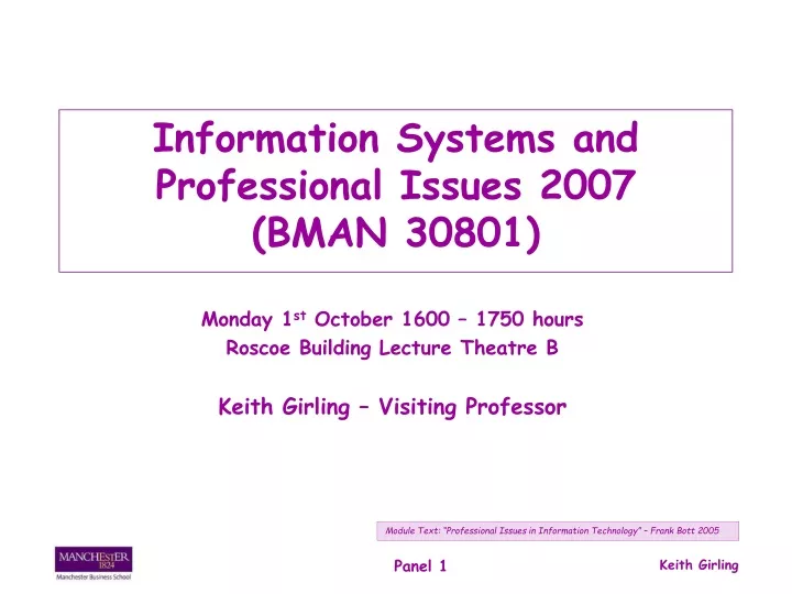 information systems and professional issues 2007 bman 30801