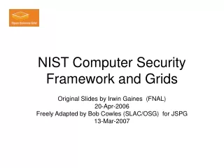 NIST Computer Security Framework and Grids