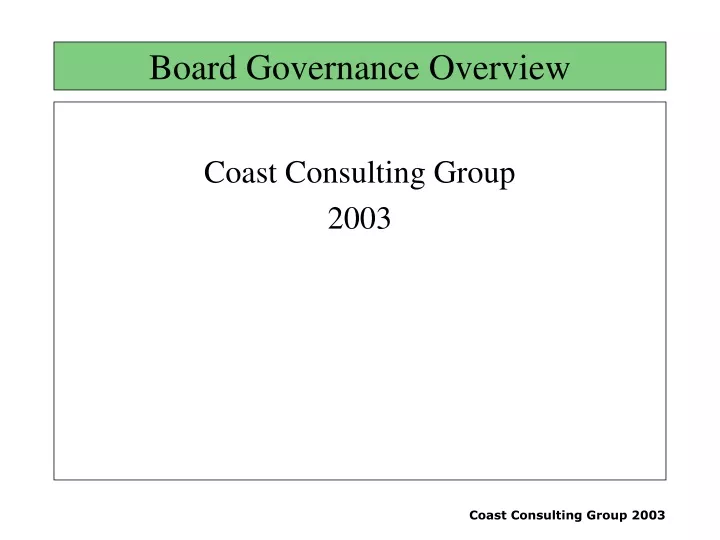 board governance overview