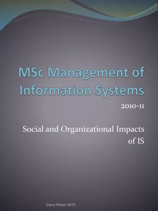 MSc Management of Information Systems
