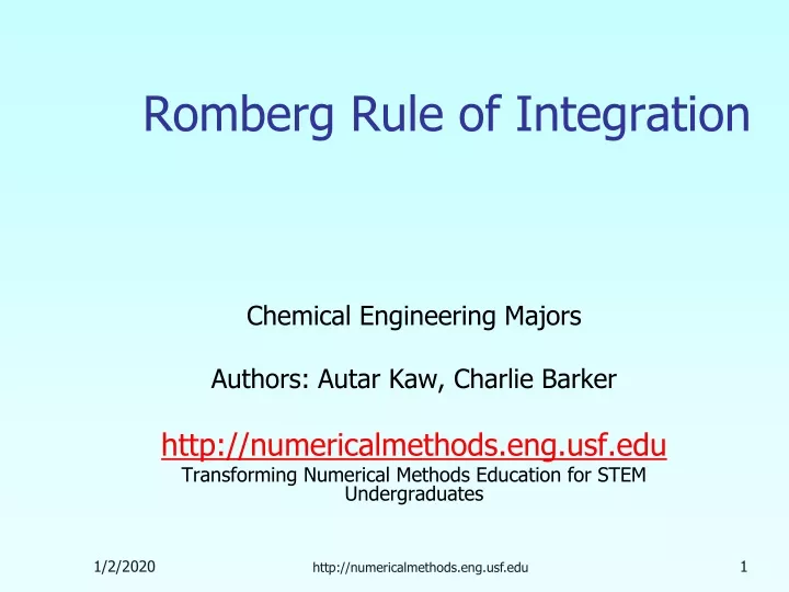 romberg rule of integration