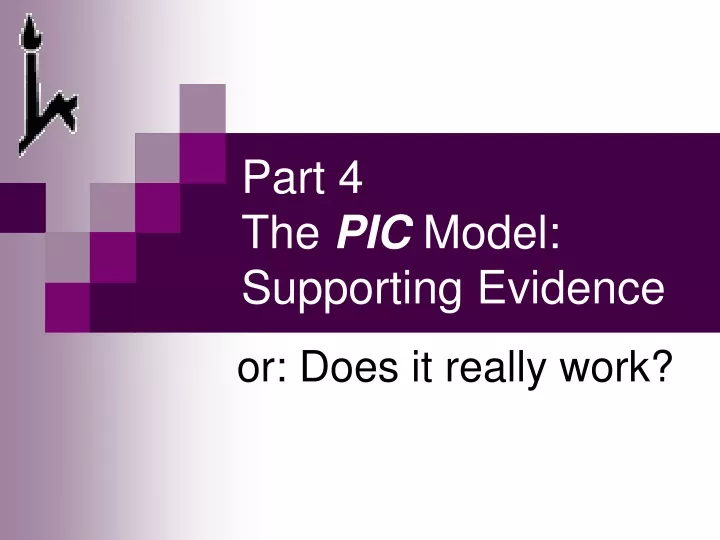 part 4 the pic model supporting evidence