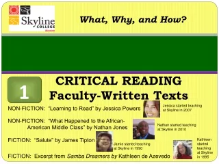 CRITICAL READING Faculty-Written Texts
