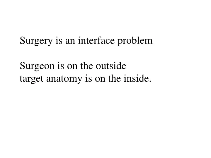 surgery is an interface problem surgeon is on the outside target anatomy is on the inside