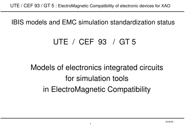 ibis models and emc simulation standardization