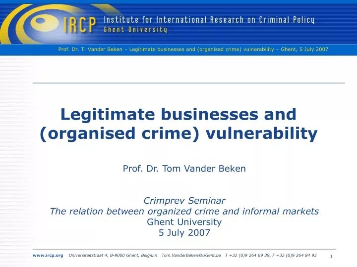legitimate businesses and organised crime vulnerability