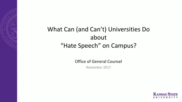 what can and can t universities do about hate speech on campus