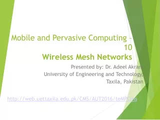 Mobile and Pervasive Computing – 10 Wireless Mesh Networks