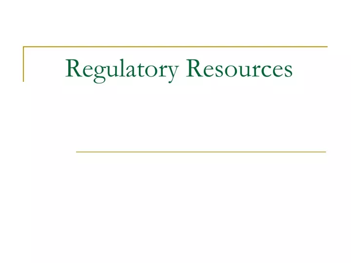 regulatory resources