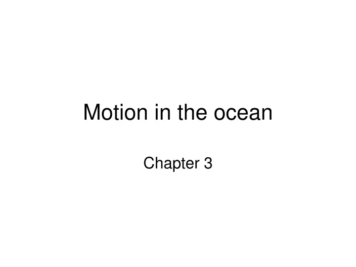 motion in the ocean