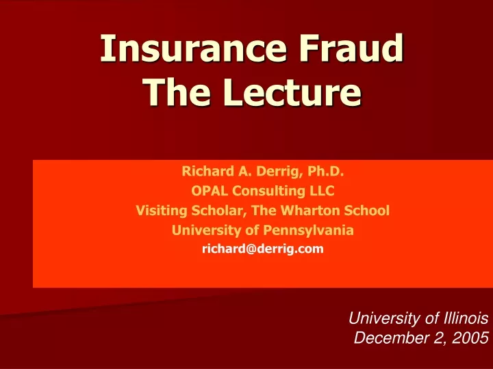 insurance fraud the lecture