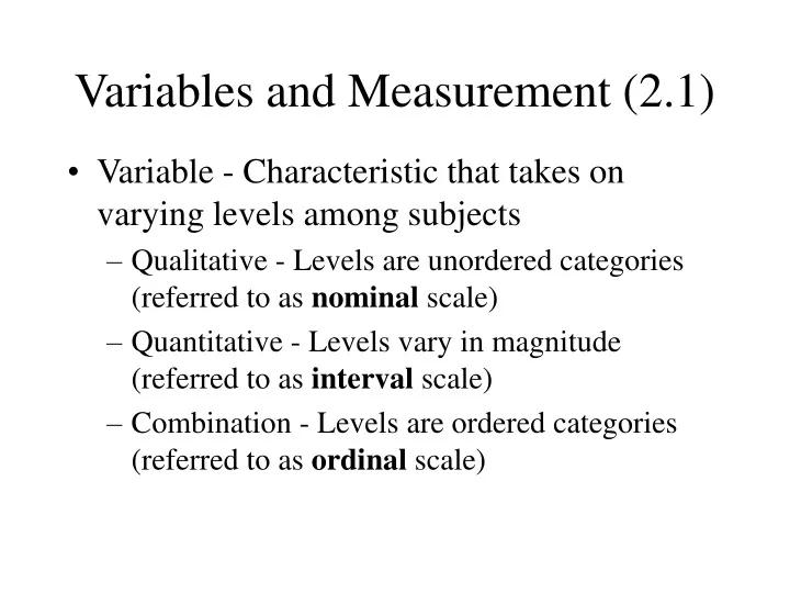 variables and measurement 2 1