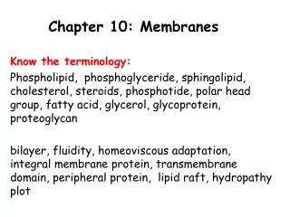 Chapter 10: Membranes