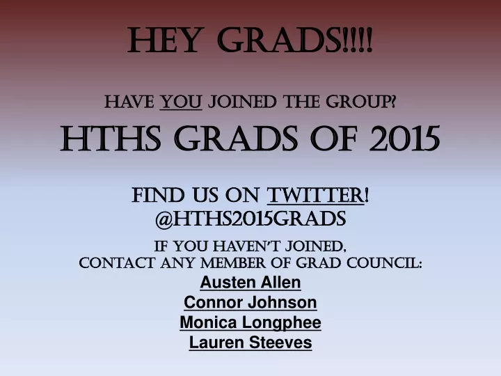 hey grads have you joined the group hths grads