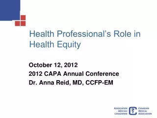 Health Professional’s Role in Health Equity