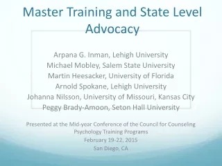 Master Training and State Level Advocacy