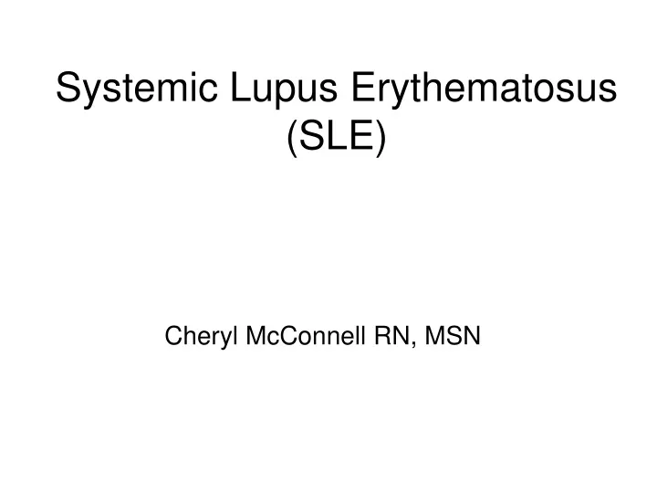 systemic lupus erythematosus sle