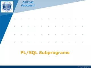 PL/SQL Subprograms
