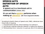 Speech Acts Definition of speech acts - slide 1