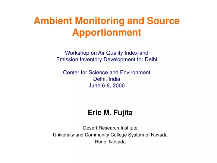 ambient monitoring and source apportionment