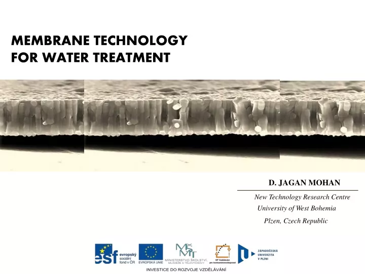 membrane technolog y for water treatment
