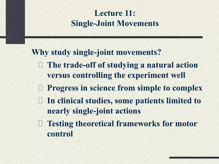 lecture 11 single joint movements