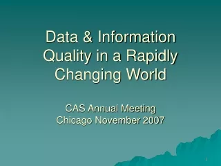 Data &amp; Information Quality in a Rapidly Changing World CAS Annual Meeting Chicago November 2007