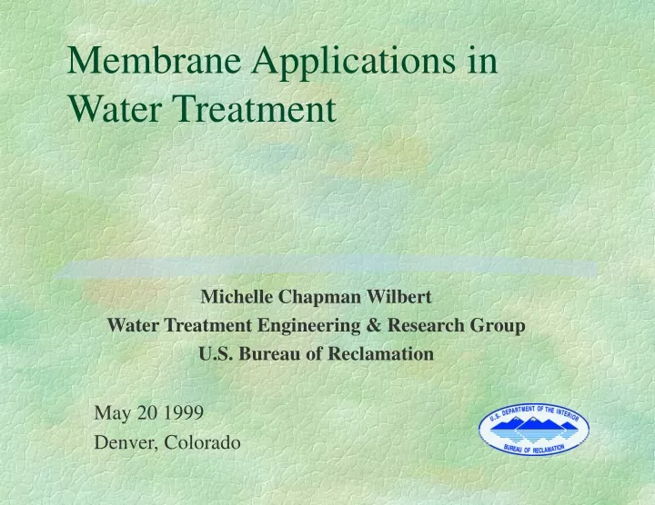 membrane applications in water treatment