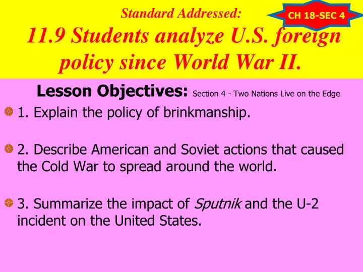 standard addressed 11 9 students analyze u s foreign policy since world war ii