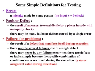Some Simple Definitions for Testing