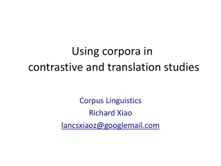 Using corpora in  contrastive and translation studies