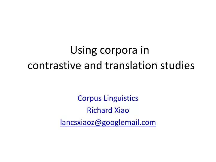 using corpora in contrastive and translation studies