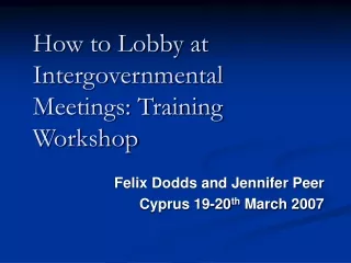 How to Lobby at Intergovernmental Meetings: Training Workshop