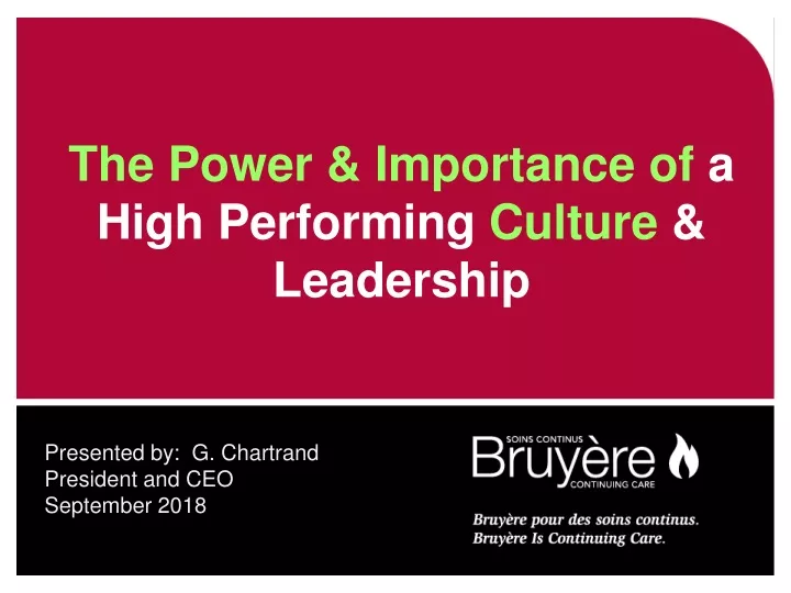 the power importance of a high performing culture leadership