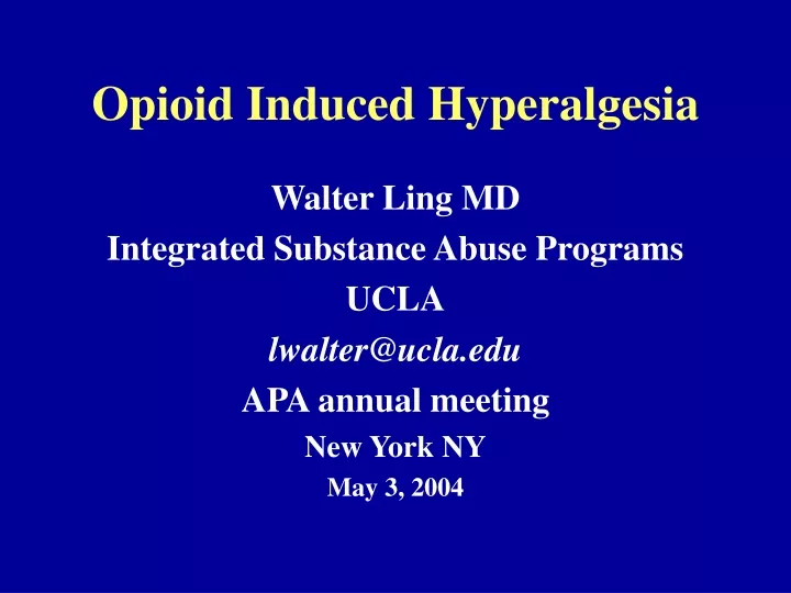 opioid induced hyperalgesia