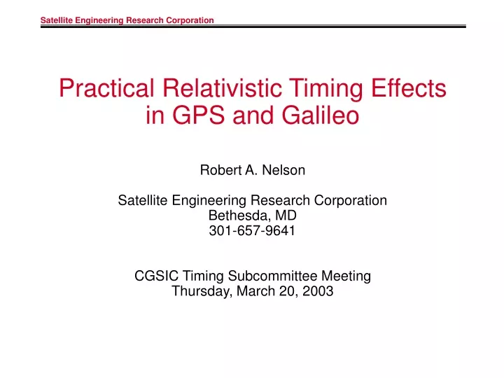 practical relativistic timing effects