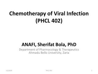 Chemotherapy of Viral Infection  (PHCL 402)