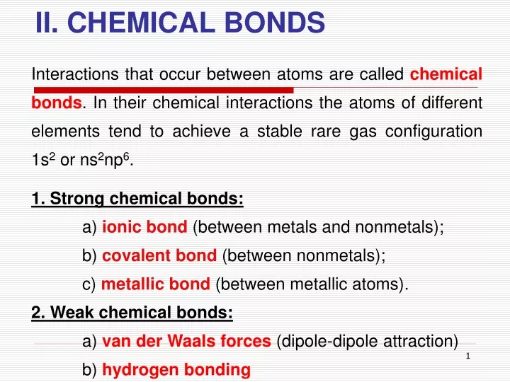 ii chemical bonds