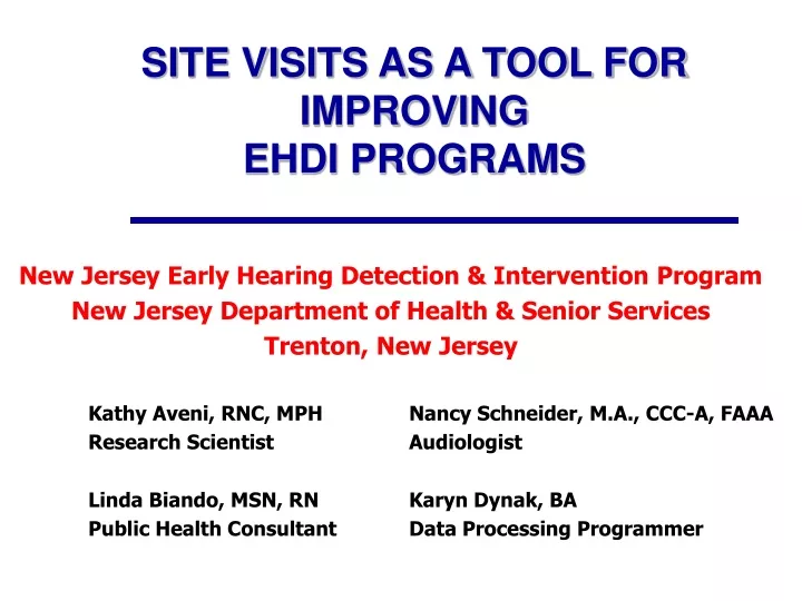 site visits as a tool for improving ehdi programs