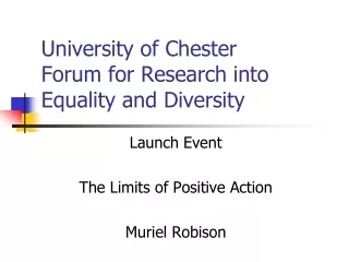 University of Chester Forum for Research into Equality and Diversity