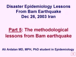 disaster epidemiology lessons from bam earthquake