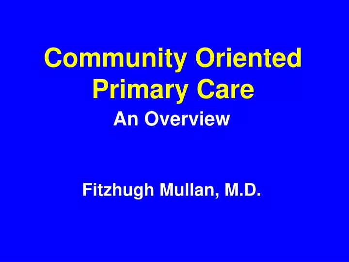 community oriented primary care