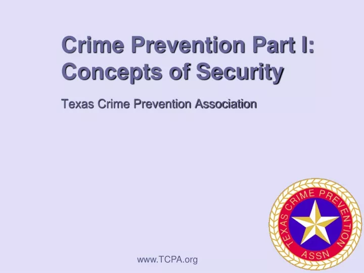 crime prevention part i concepts of security