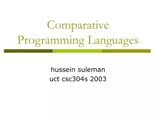 Comparative Programming Languages