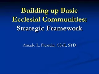 Building up Basic Ecclesial Communities: Strategic Framework